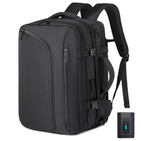 Vacuum Compression Travel Backpack with Air Pump - 36-59L Waterproof Nylon Laptop Backpack, Extended Hiking Business Backpack (Black, 16 Inch)